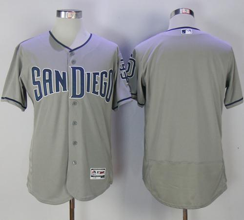 Padres Blank Grey Flexbase Authentic Collection Stitched MLB Jersey - Click Image to Close